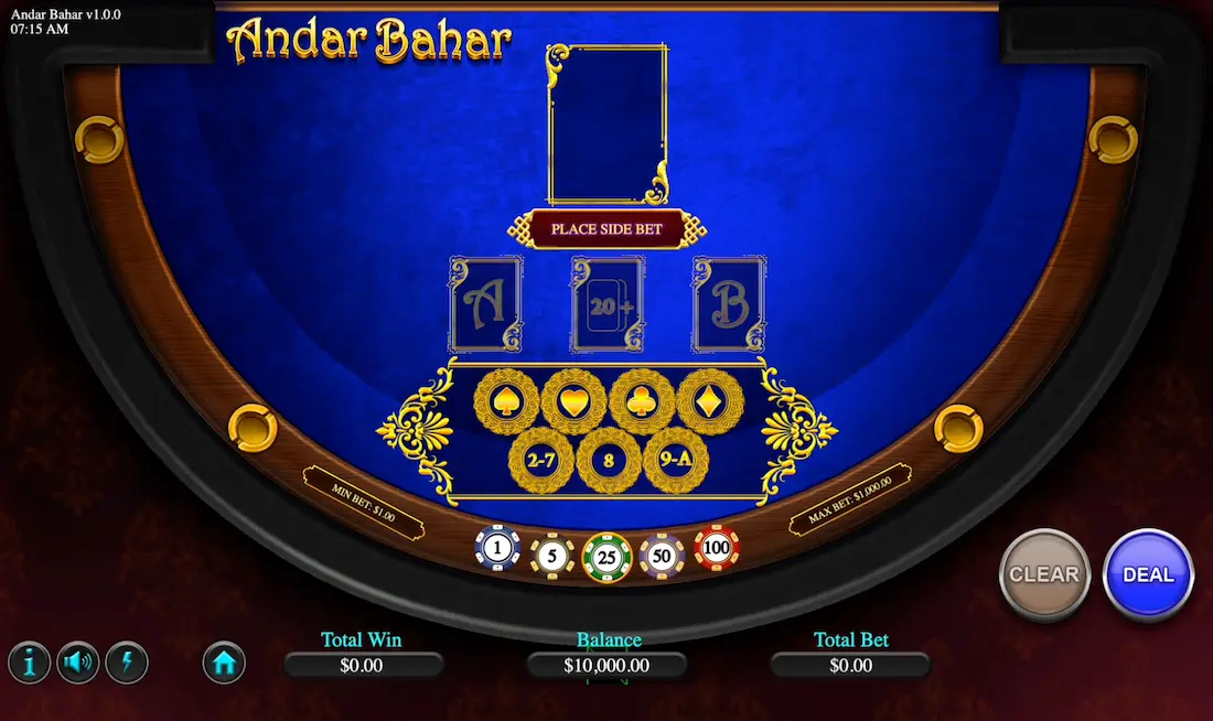 Payouts screen Andar Bahar
